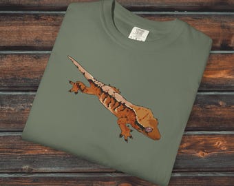 Camisa Comfort Colors® de Gecko Crestado, Camisa unisex de Gecko, Regalo para Reptiles, Camisa tricolor de Gecko Crestado para Mascotas