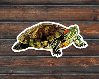 Red Ear Slider Sticker, Turtle Sticker, Reptile Sticker, Waterproof Pet Red Ear Slider Sticker