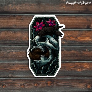 Crown & Skull Sticker, Skull Sticker, Crow Sticker, Vinyl Waterproof Crow Sticker