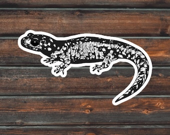 White Spotted Salamander Sticker, Amphibian Sticker, Waterproof Salamander Sticker