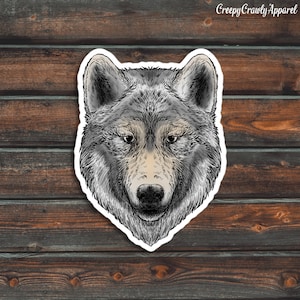 Grey Wolf Sticker, Wolf Sticker, Cute Wolf Sticker, Vinyl Waterproof Wolf Sticker
