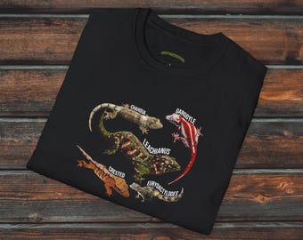 Camiseta de gecko crestado, camiseta unisex de gecko, camiseta de reptil, camiseta de gecko crestado, gárgola, leachianus, chahoua y eurydactylodes