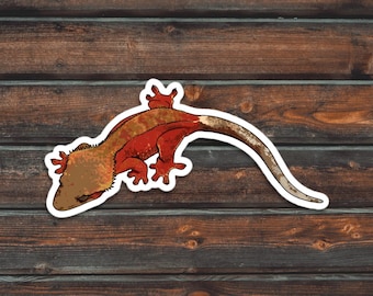 Red Phantom Crested Gecko Sticker, Reptile Sticker, Lizard Sticker, Waterproof Pet Gecko Sticker