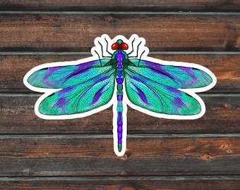 Blauer Libellenaufkleber, bunter Libellenaufkleber, wasserdichter Libellenaufkleber