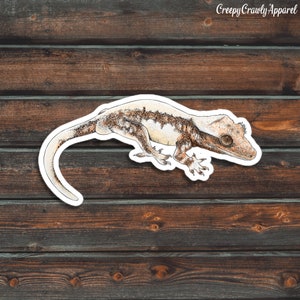 Lilly White Crested Gecko Sticker, Reptile Sticker, Lizard Sticker, Vinyl Waterproof Pet Gecko Sticker