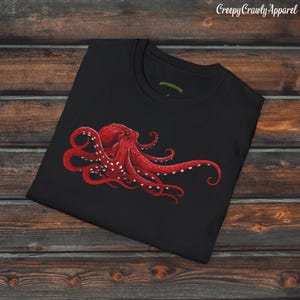 Octopus Shirt, Unisex Kraken Shirt, Red Octopus Shirt, Octopus Gift