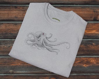 Red Eye Octopus Shirt, Unisex Kraken Shirt, Oktopus Geschenk, Ozean Shirt