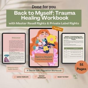Trauma Healing Workbook Template | Editable Canva PLR & MRR Journal, Therapy Worksheets, Resell Rights Ebooks, Mental Health Tools