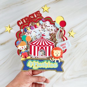 Personalized circus cake topper, Circus themed party, circus 1st birthday, vintage circus, carnival birthday party, carnival decorations image 3