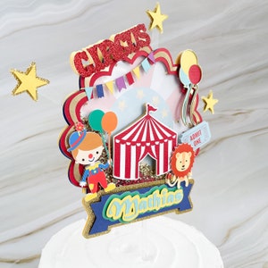 Personalized circus cake topper, Circus themed party, circus 1st birthday, vintage circus, carnival birthday party, carnival decorations image 4