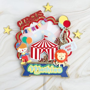 Personalized circus cake topper, Circus themed party, circus 1st birthday, vintage circus, carnival birthday party, carnival decorations