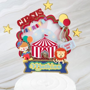 Personalized circus cake topper, Circus themed party, circus 1st birthday, vintage circus, carnival birthday party, carnival decorations image 2