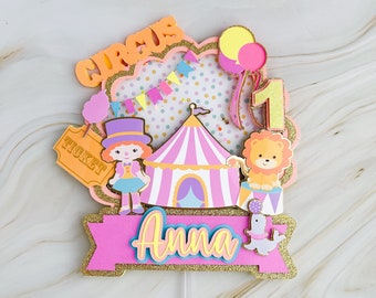 Zirkus Cake Topper, Zirkus Thema Party, Zirkus Thema Geburtstag, Zirkus Geburtstag Party, custom Cake Topper, rosa Zirkus Cake Topper