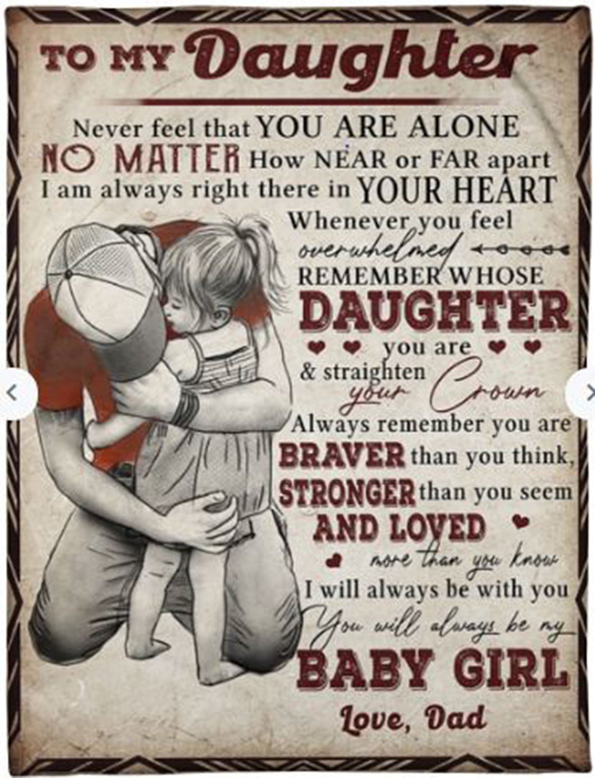 Personalized To My Daughter Blanket Dad Hug Daughter Blanket Etsy