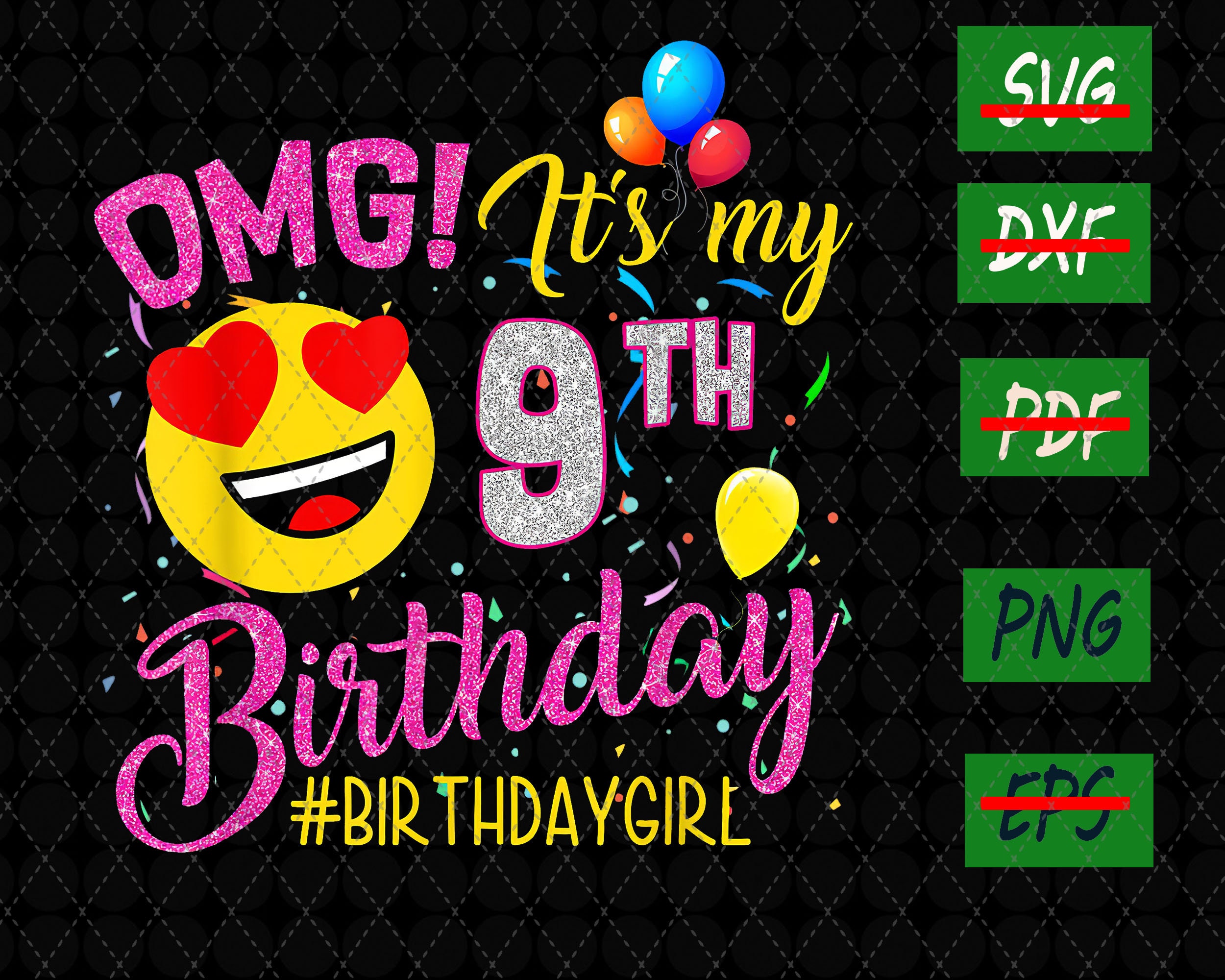 OMG es ist mein 9. Geburtstag Geburtstag Mädchen Png Etsy