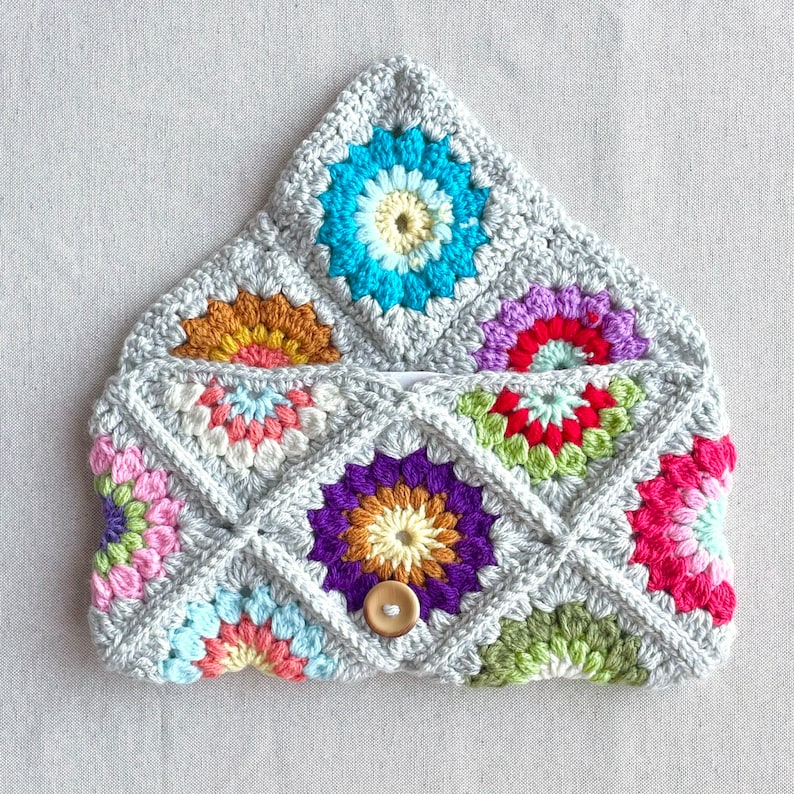 Sunburst Granny Clutch PDF Pattern Easy Intermediate Bag Crochet Purse image 7