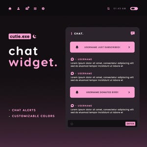cutie.exe - Custom Chat Widget Simple Minimal Soft Cute Chatbox Alerts for Twitch Streams