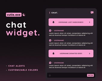 cutie.exe - Individuell angefertigtes Chat Widget Einfach Minimal Weich Niedlich Chatbox Alarme für Twitch Streams