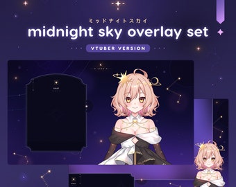 Midnight Sky — Dark Starry Night Cozy Moon Soft Cute Chatting & Gaming Overlay for Twitch and Youtube Streams
