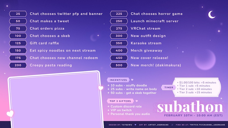 Night Sky Subathon Template: Comfy Stream Overlay (PSD) - Etsy