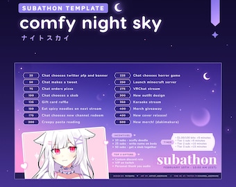 Comfy Night Sky Subathon Template Cute Soft