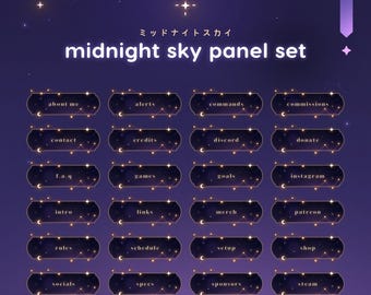 Sterrennachtstreampanelen: Midnight Sky Twitch Set (digitale download)