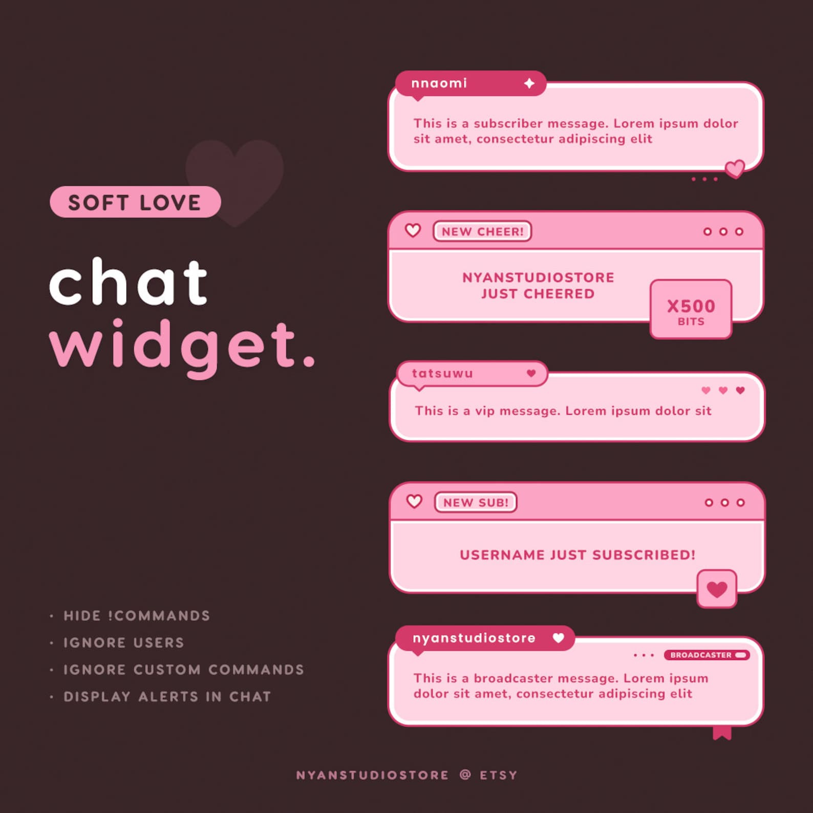 Soft Love Custom Chat Widget Simple Minimal Cute Valentine's Day Alerts ...