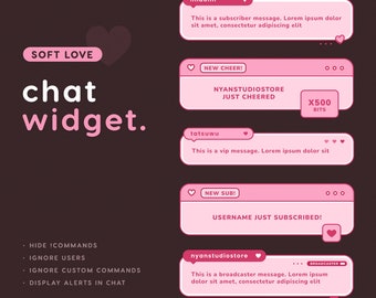 Soft Love Custom Chat Widget Simple Minimal Cute Valentine's Day Alerts for Twitch Streams