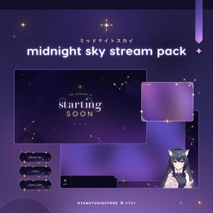 Midnight Sky Stream Pack: Starry Night Twitch/YouTube Overlays (Digital Download)
