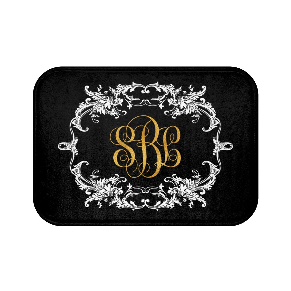 Golden Monogram Bath Mat Personalized bath mat personalized Etsy