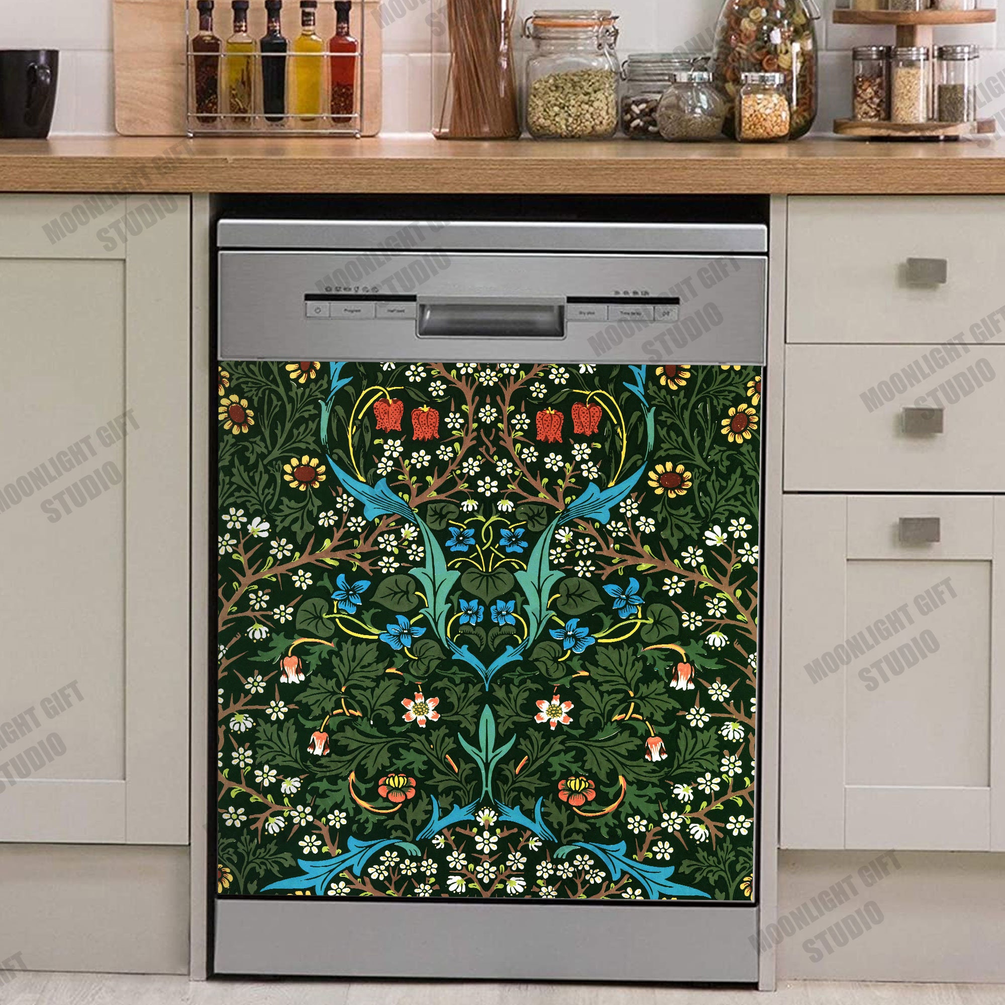William Morris Floral Magnet Dishwasher Cover, William Morris Kitchen Decor