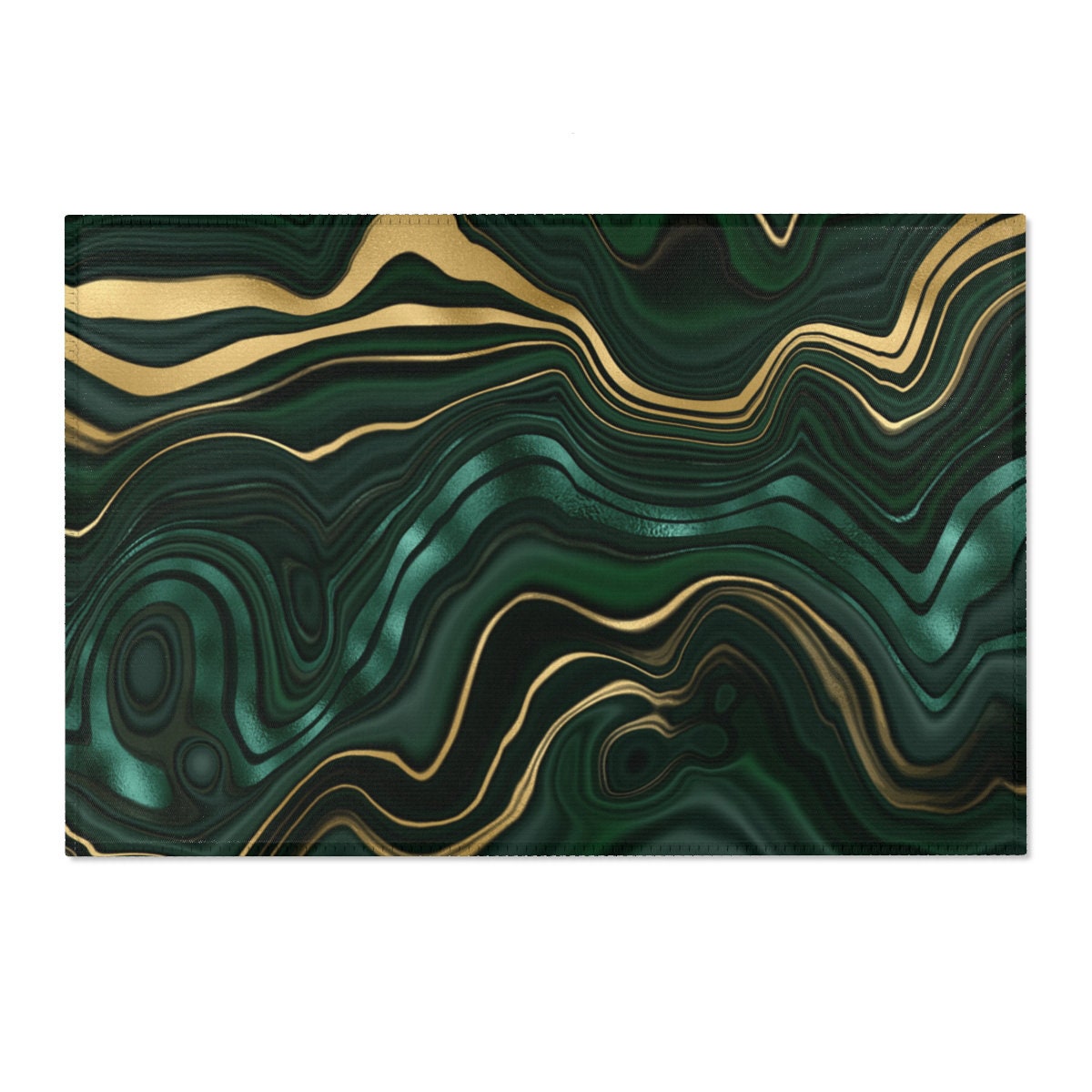 Emerald Green with Gold Marble Area Rug abstract Floor Mat Etsy