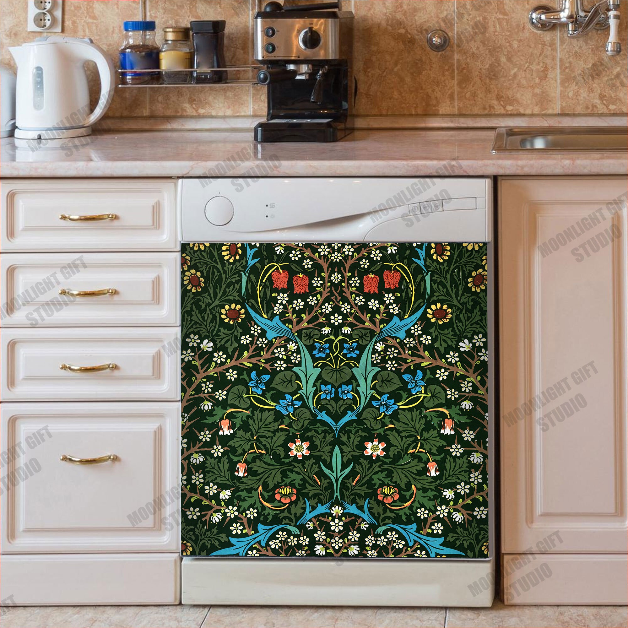 William Morris Floral Magnet Dishwasher Cover, William Morris Kitchen Decor