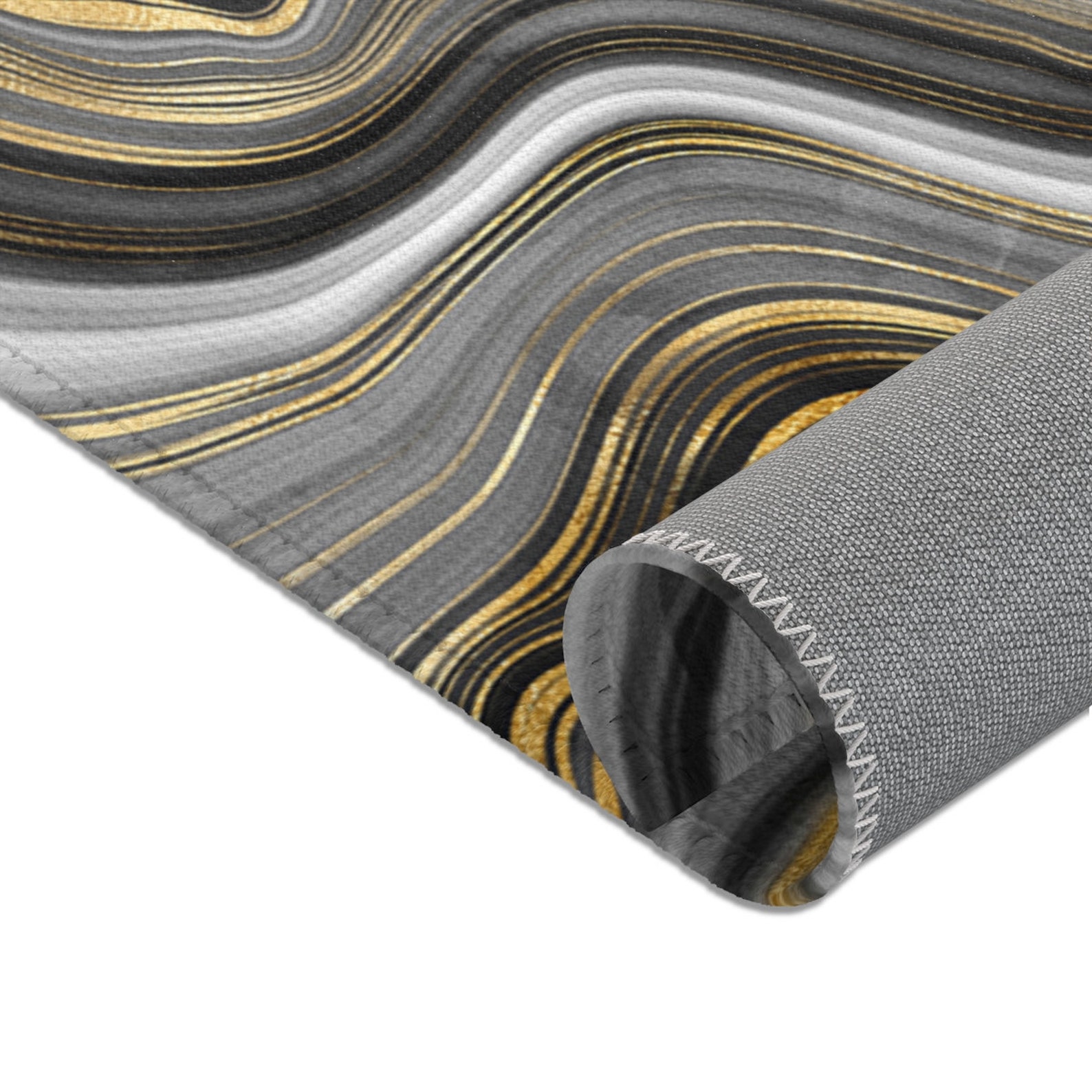 Golden look black Marble Area Rug abstract Floor Mat Home Etsy