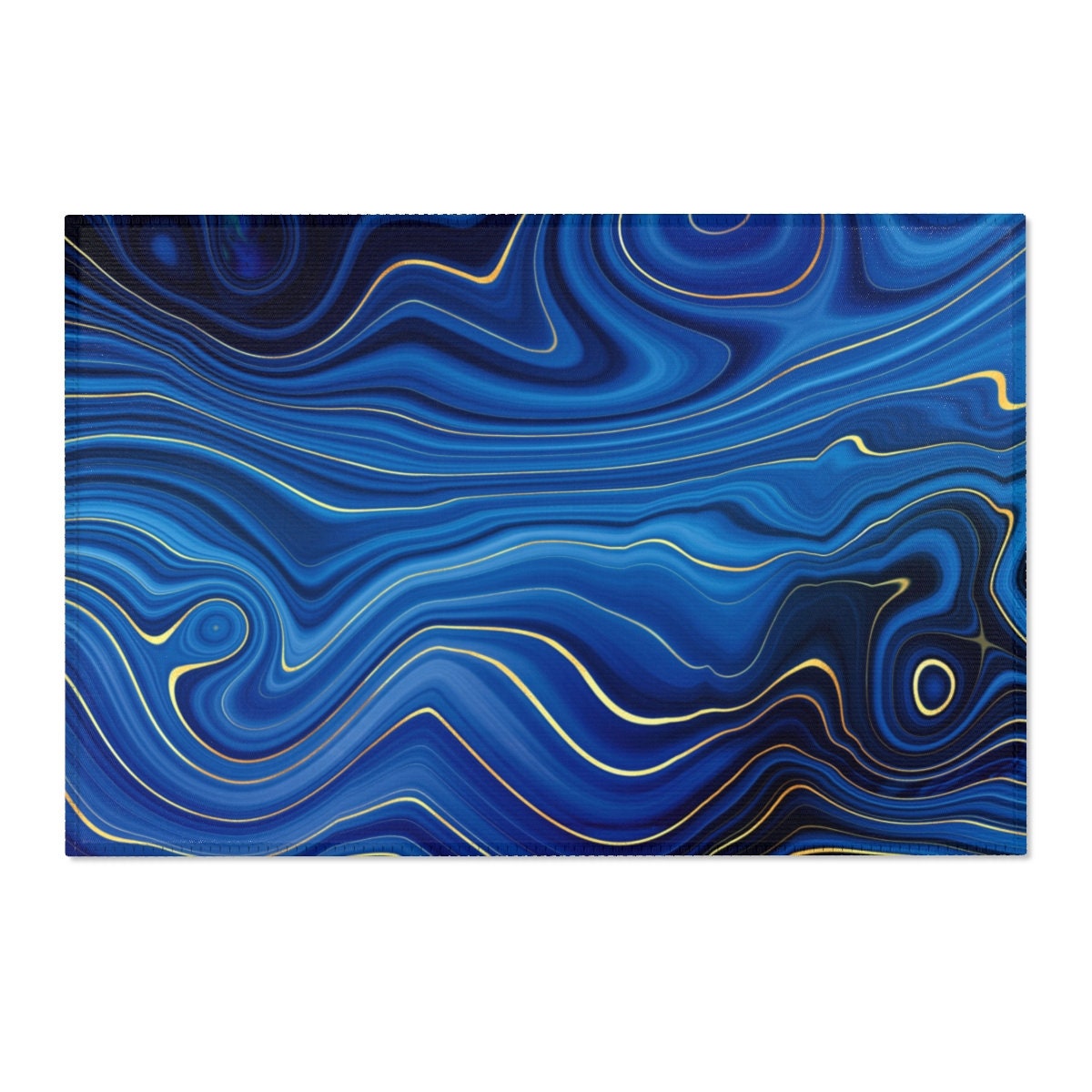 Faux Golden royal blue Marble Area Rug abstract Floor Mat Etsy
