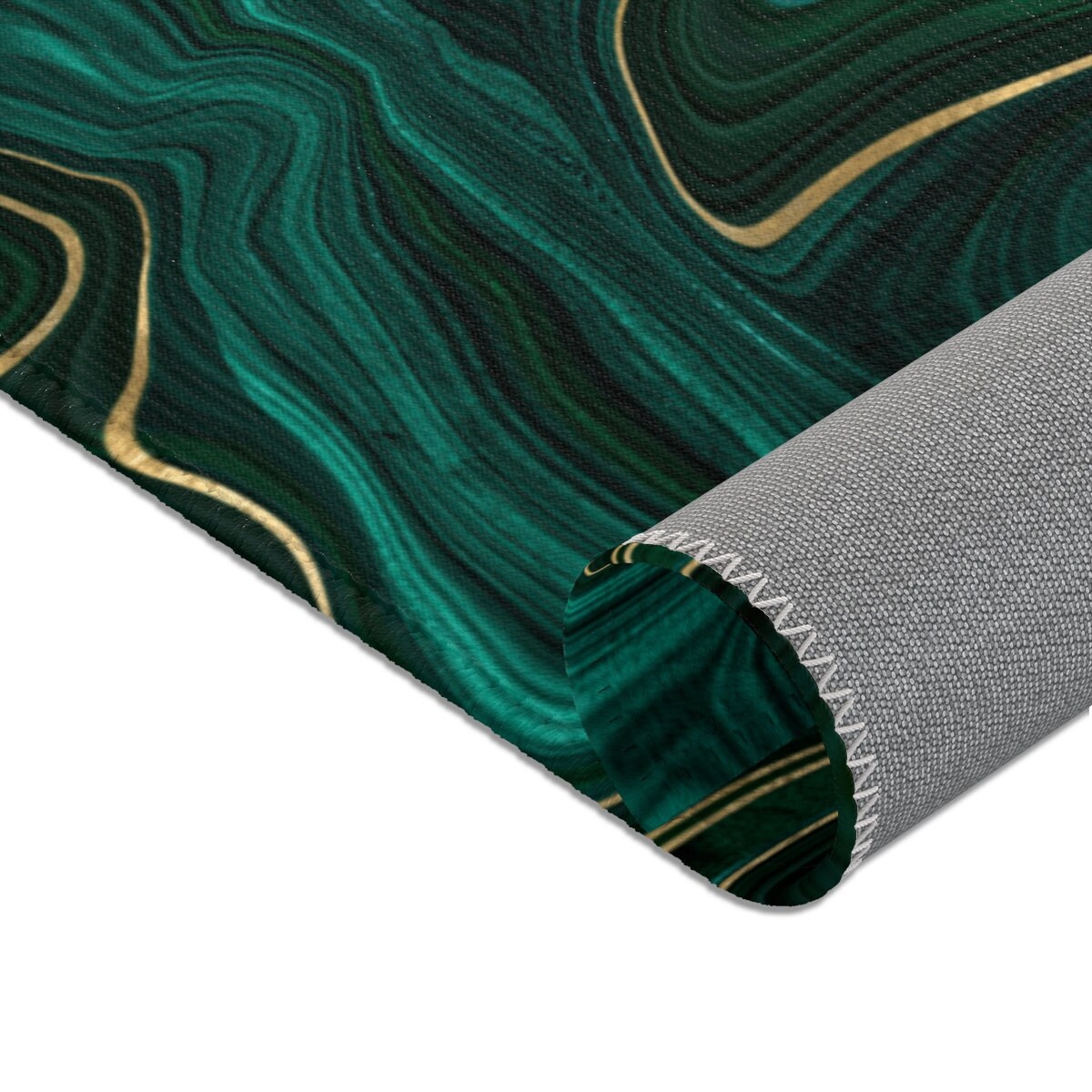 Emerald Green with Gold Marble Area Rug abstract Floor Mat Etsy