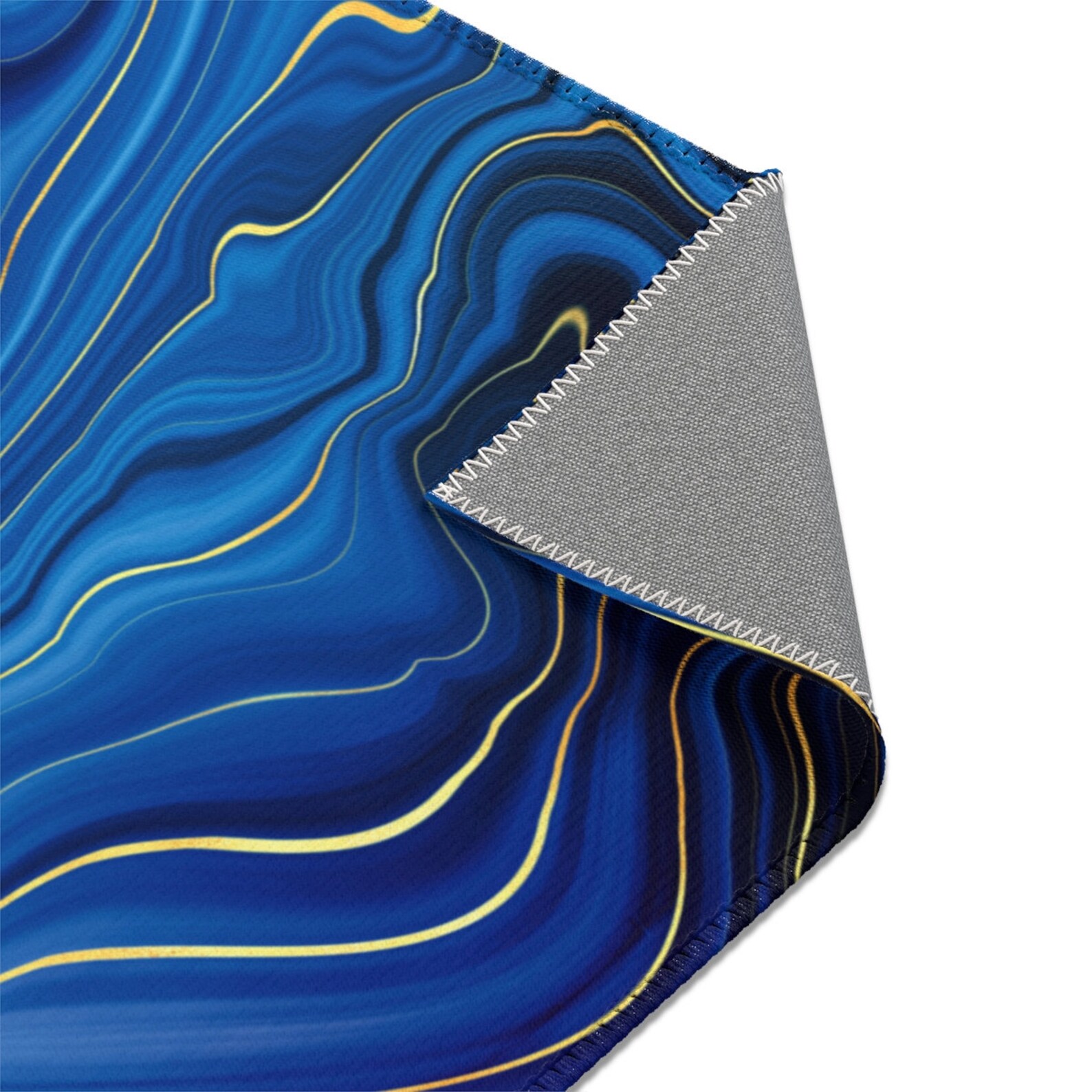 Faux Golden Royal Blue Marble Area Rug Abstract Floor Mat Etsy