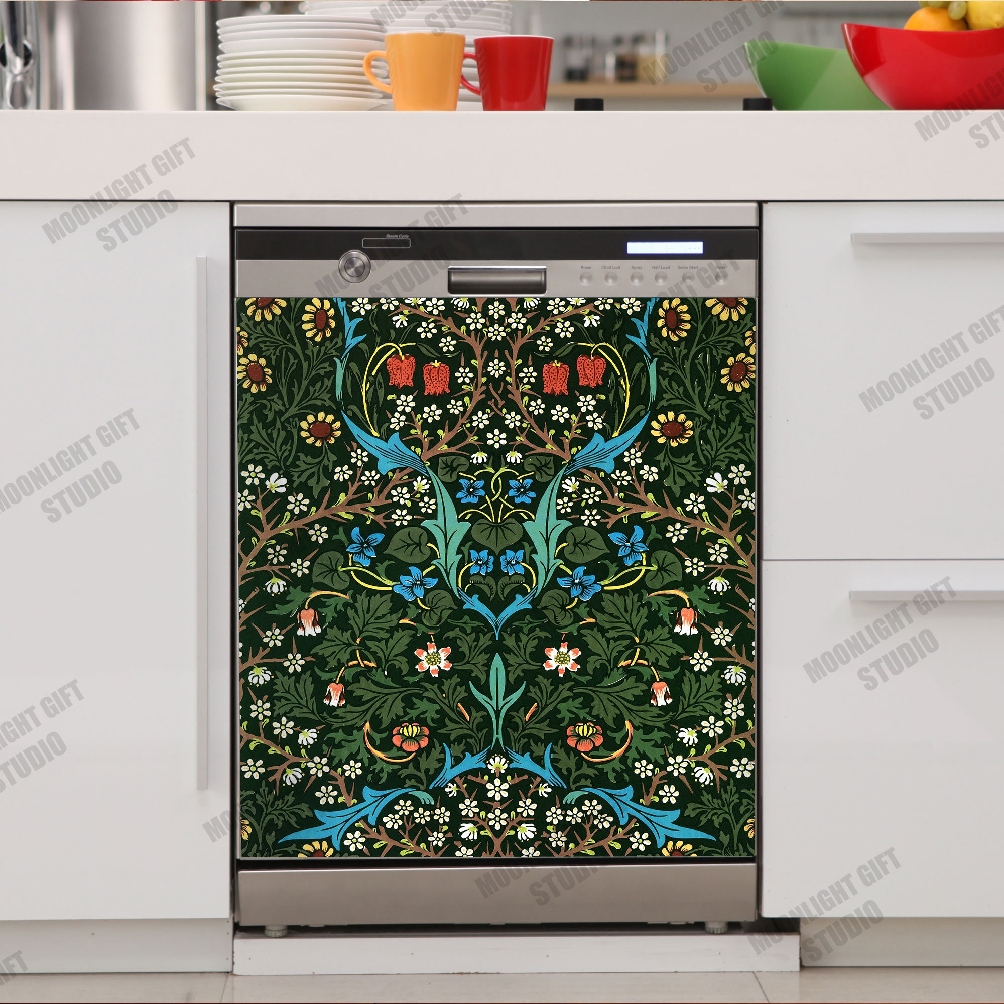 William Morris Floral Magnet Dishwasher Cover, William Morris Kitchen Decor