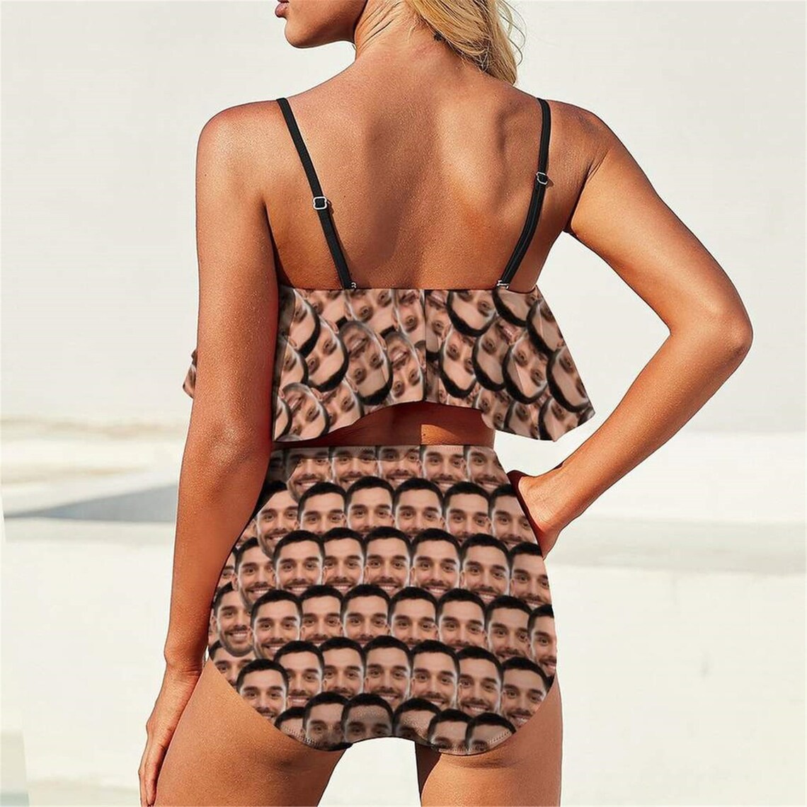 Custom Boyfriend Face Swimwear Ruffle Bathing Suits Etsy