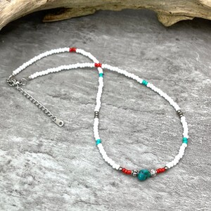 Cowgirl Chic Turquoise Bead Choker; Real Turquoise Nugget Necklace; Western Boho Beaded Jewelry; Teen Jewelry; B7