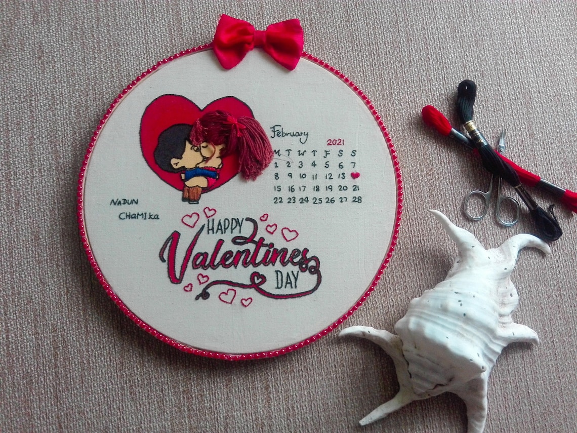 Custom Embroidery Hoop Art Kit Designs Calendar Personalized Etsy