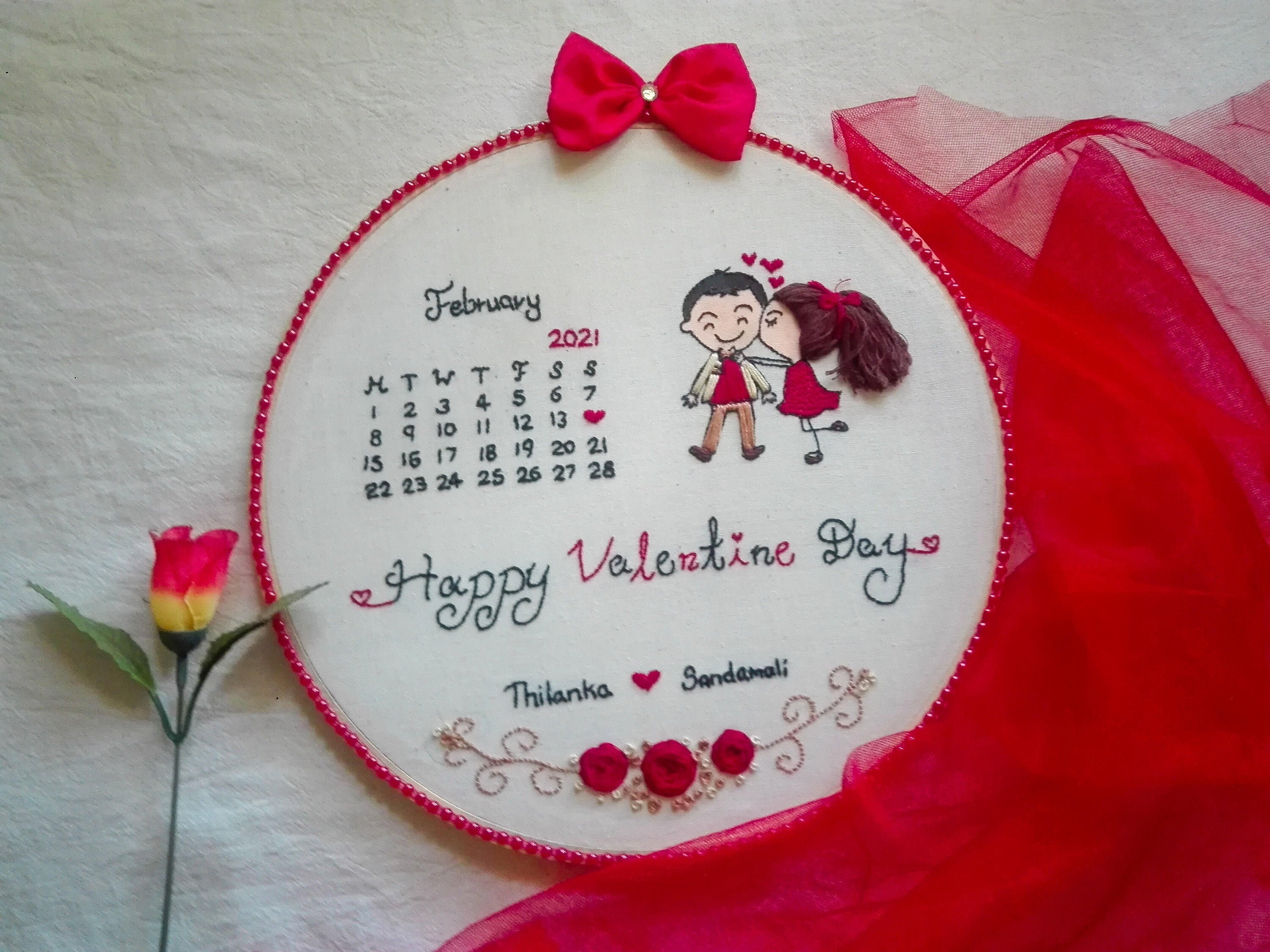 Custom Embroidery Hoop Art Valentine Gift Personalized Etsy