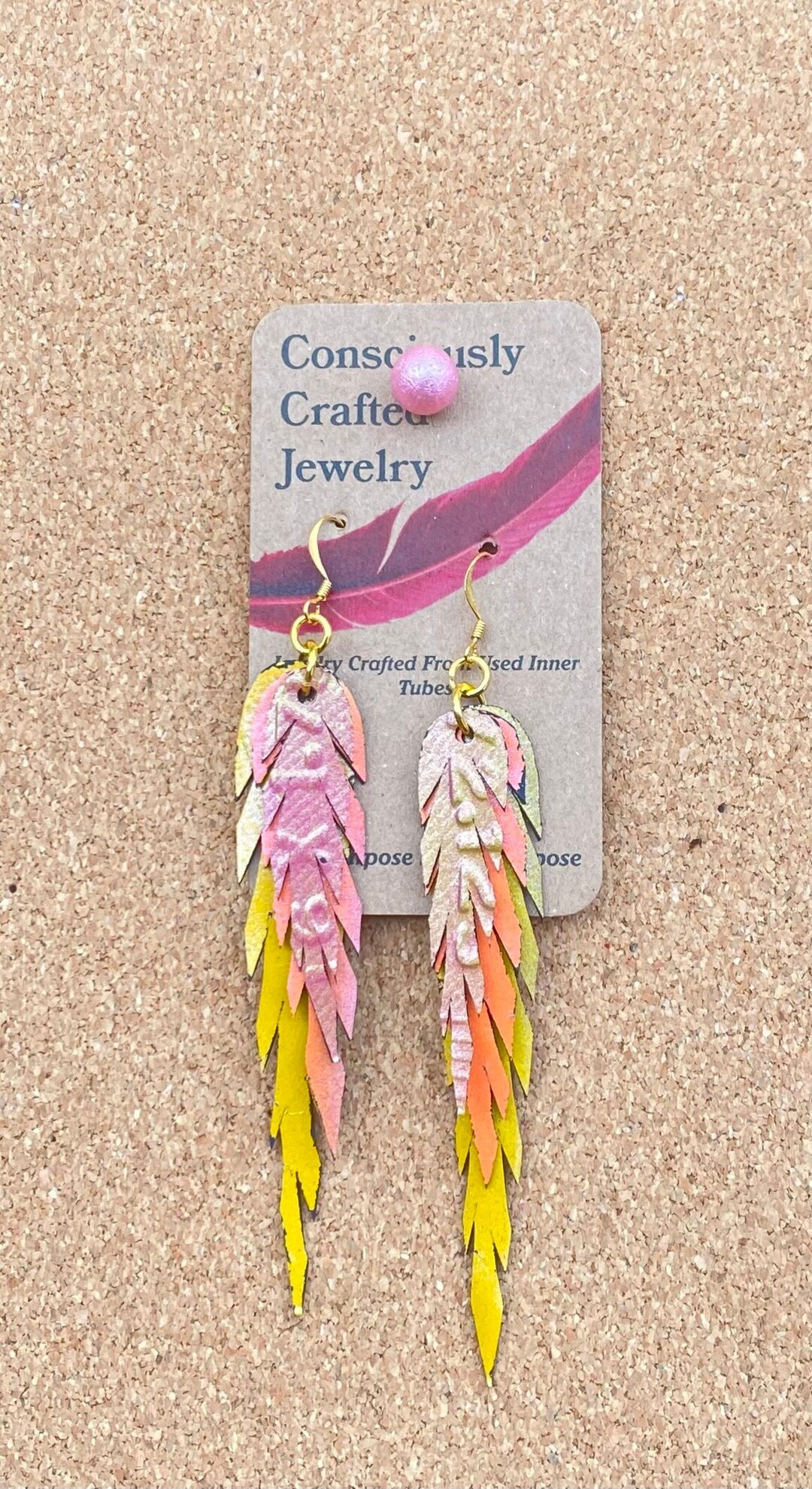 Repurposed Bicycle Inner Tube Faux Feather Earringsmedium Etsy