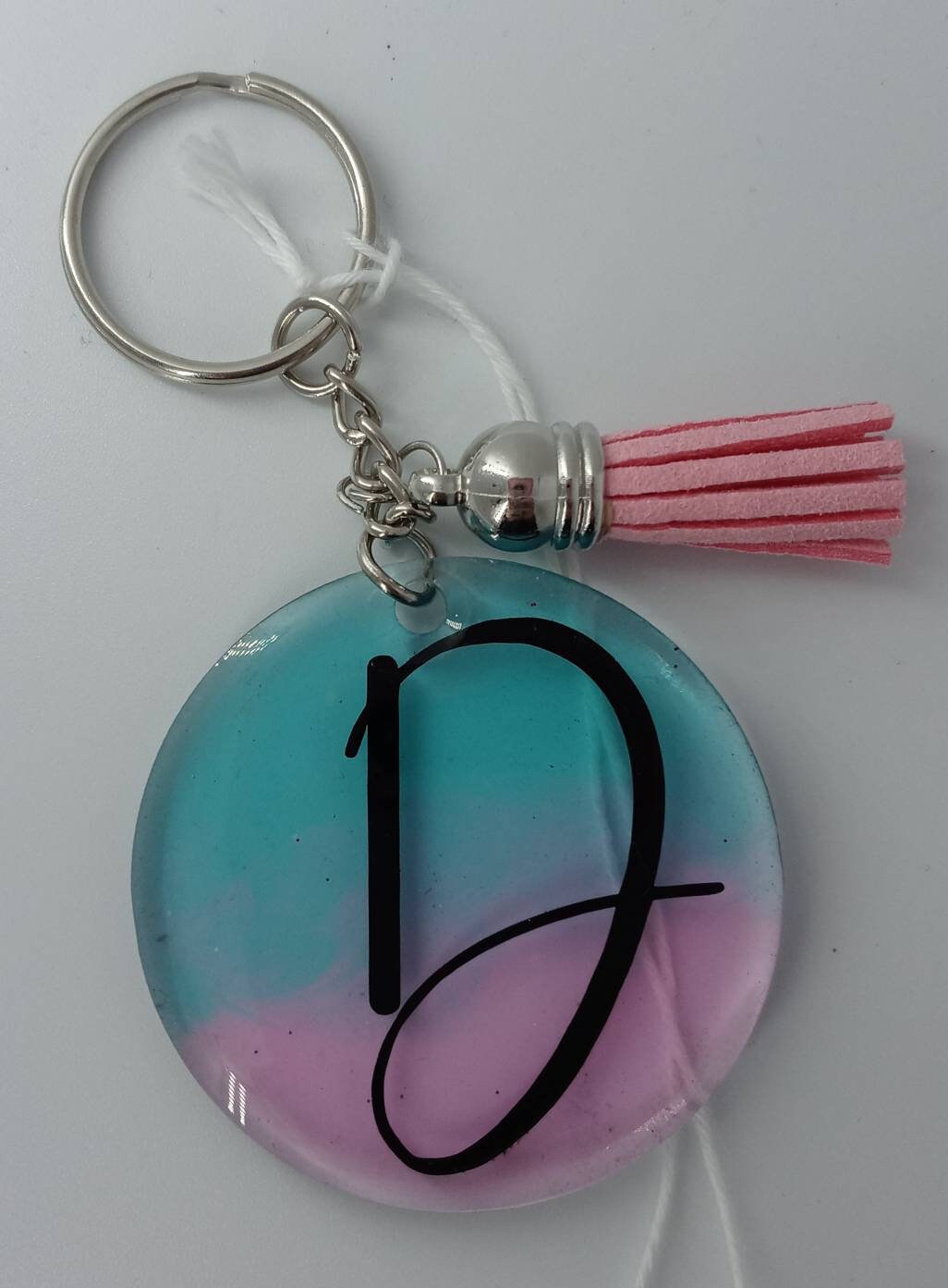 Pink & Blue D Keychain letter d keychain initial Etsy