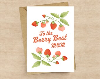 Cute Mothers Day Card | For the Berry Best Mom | Cards for Mom from Kids | Top Mothers Day Cards 2023 Free Shipping