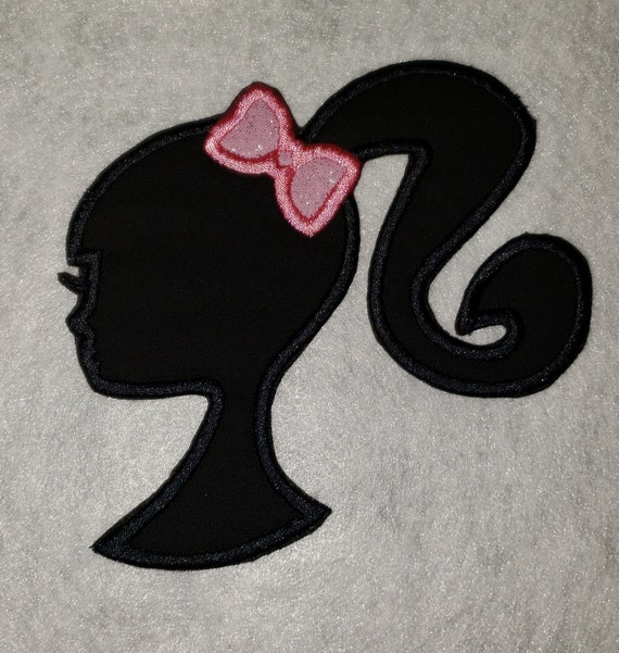 Pink Glitter Barbie Silhouette Iron-On Patch