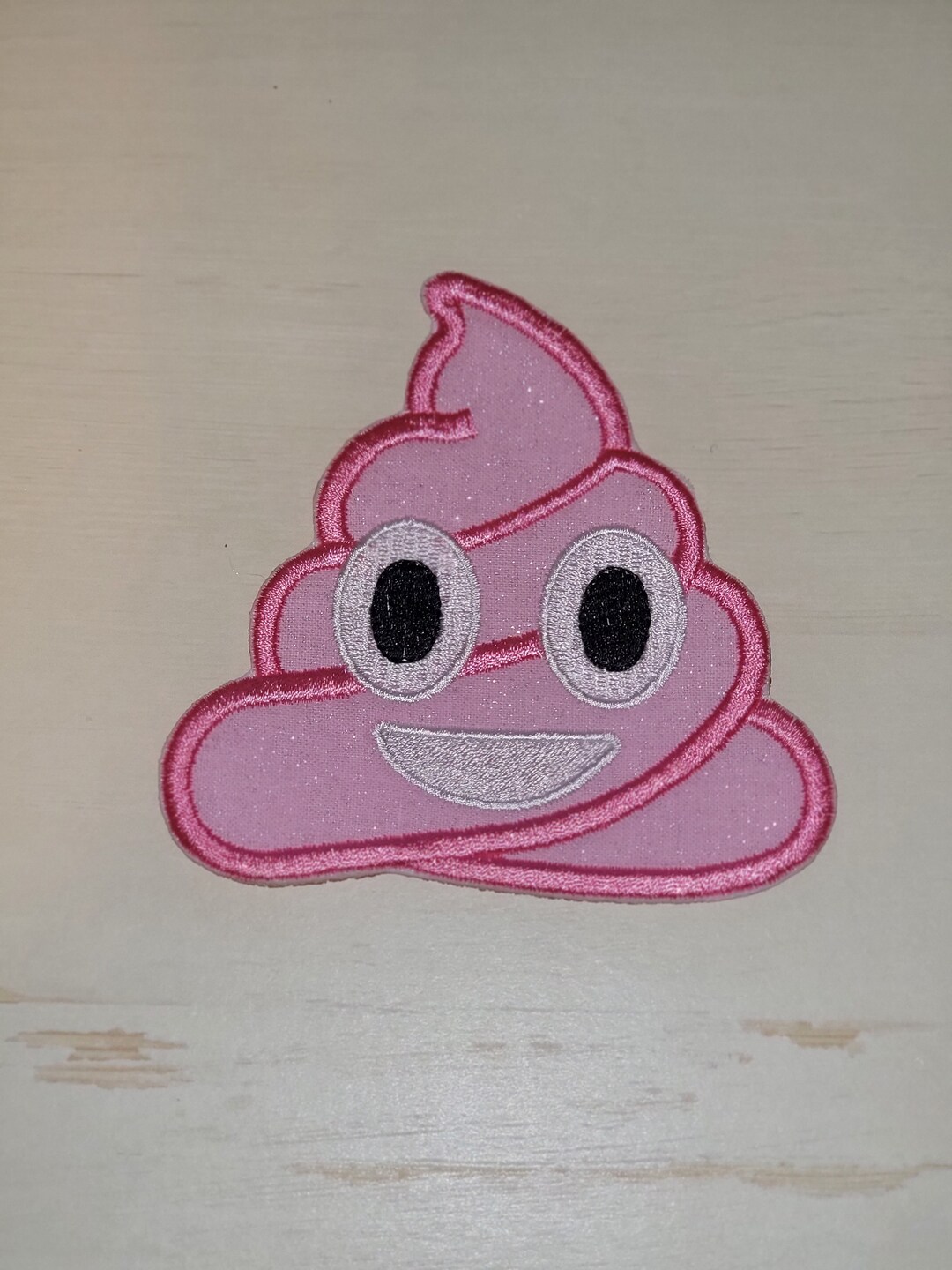 Pink Glitter Poop Poo Emoji DIY 4inch Iron on Embroidered Etsy