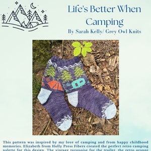 PATTERN/Life's Better When Camping Socks/ Knitting Pattern/ Fair Isle Colourwork/Tent/ Trailer