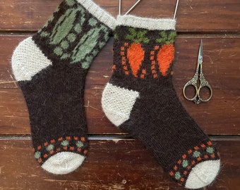 PATTERN We Go Together (Like Peas and Carrots) Sock Knitting Pattern Colourwork