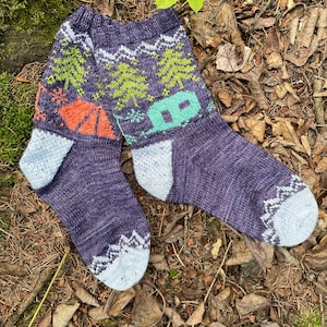 BREIPATROON/Life's Better When Camping Sokken/ Breipatroon/ Fair Isle-kleurenwerk/Tent/ Trailer